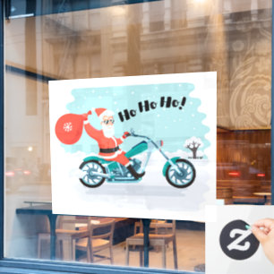 Autocollant Pour Fenêtre Ho Ho Ho Christmas Père Noël Biker