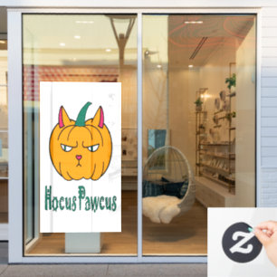 Autocollant Pour Fenêtre Hocus pawcus citrouille d'Halloween chat roux magi