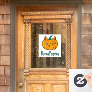 Autocollant Pour Fenêtre Hocus pawcus Halloween citrouille ginger cat magie
