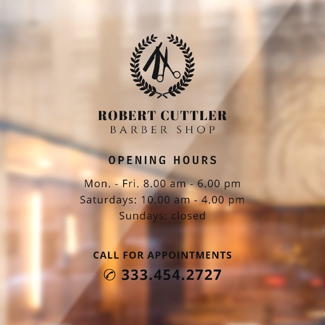 Autocollant Pour Fenêtre Horaires d'ouverture du salon de coiffure logo per (Feuille 2)