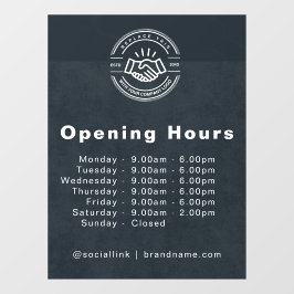 Autocollant Pour Fenêtre Horaires d'Ouverture - Logo d'entreprise Heures d'