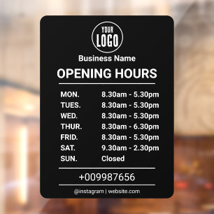 Autocollant Pour Fenêtre Horaires d'Ouverture   Logo d'Entreprise Heures d'