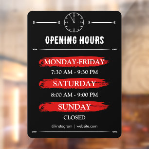 Autocollant Pour Fenêtre Horaires d'Ouverture   Logo Entreprise Heures d'Ou