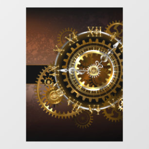 Autocollant Pour Fenêtre Horloge Steampunk avec des engrenages anciens