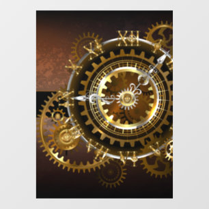 Autocollant Pour Fenêtre Horloge Steampunk avec des engrenages anciens