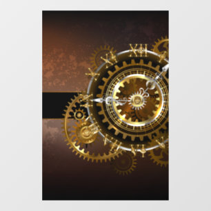 Autocollant Pour Fenêtre Horloge Steampunk avec des engrenages anciens
