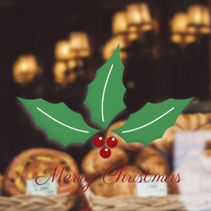Autocollant Pour Fenêtre Houx et Joyeux Noël