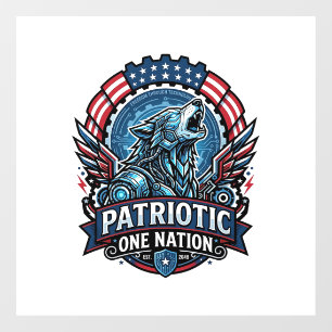 Autocollant Pour Fenêtre IA patriotique Liberté Loup Cyberpunk Avenir Liber