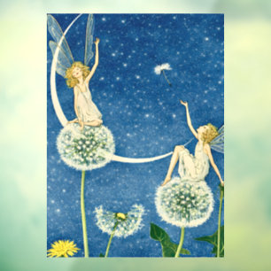 Autocollant Pour Fenêtre Illustration Art Nouveau de fée au pissenlit