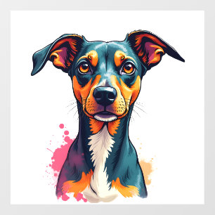 Autocollant Pour Fenêtre Illustration d'art pop de portrait de chien coloré