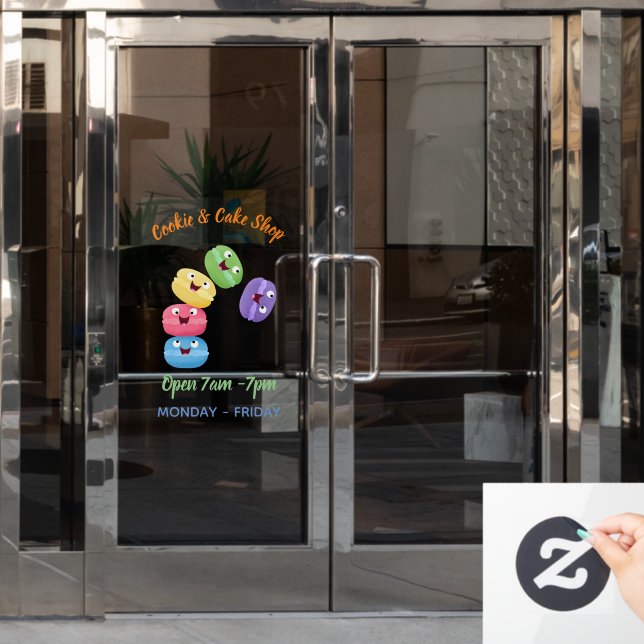 Autocollant Pour Fenêtre Illustration de caricature de macarons marrant mig (Porte de bureau)