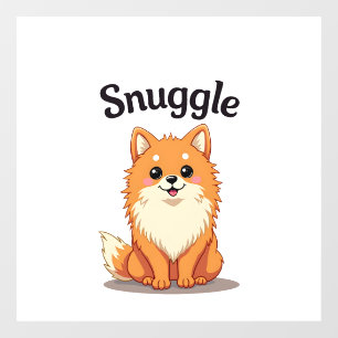 Autocollant Pour Fenêtre Illustration de chien mignon Pomeranian câlin vint