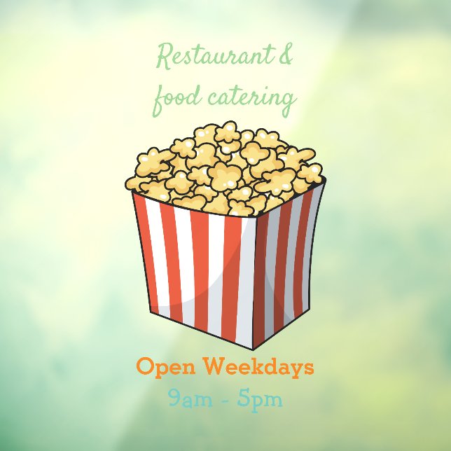 Autocollant Pour Fenêtre Illustration de dessin animé Popcorn (Feuille 3)