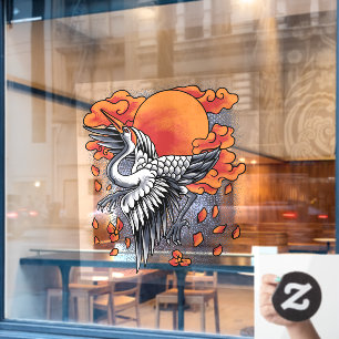 Autocollant Pour Fenêtre Illustration de grues japonais devant le restauran