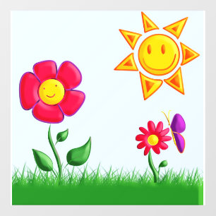Autocollant Pour Fenêtre Illustration de jardin ensoleillé