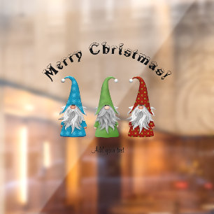 Autocollant Pour Fenêtre Illustration du Père Noël et des Gnomes