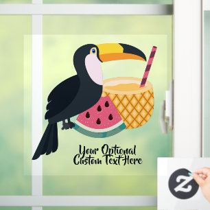 Autocollant Pour Fenêtre Illustration Toucan du texte personnalisé