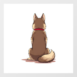 Autocollant Pour Fenêtre Illustration vintage vue arrière chien Husky marro