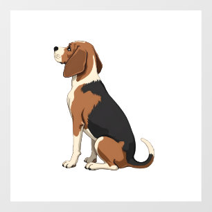 Autocollant Pour Fenêtre Illustration vue arrière du chien Beagle vintage A