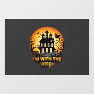 Autocollant Pour Fenêtre Im Witch Maison Hantée Pleine Lune Citrouilles