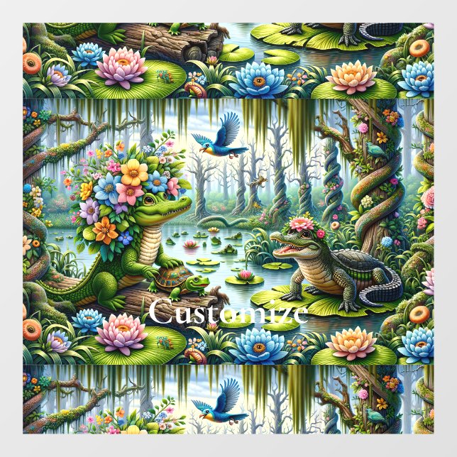 Autocollant Pour Fenêtre Imaginaire alligator marécage Thunder_Cove (Feuille)