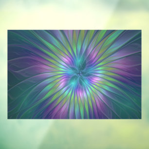 Autocollant Pour Fenêtre Imaginaire brillant coloré Fleur Abstrait Fractal