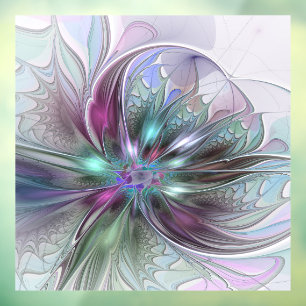 Autocollant Pour Fenêtre Imaginaire coloré Abstrait Fleur fractale moderne