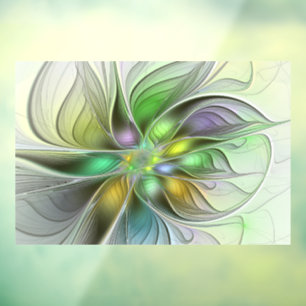 Autocollant Pour Fenêtre Imaginaire coloré Fleur moderne Abstrait Fractal