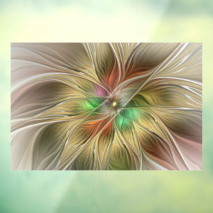 Autocollant Pour Fenêtre Imaginaire Floral Avec Or Moderne Abstrait Fractal