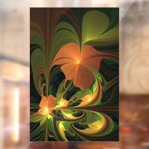 Autocollant Pour Fenêtre Imaginaire Plante Abstrait rouille verte Brown fra