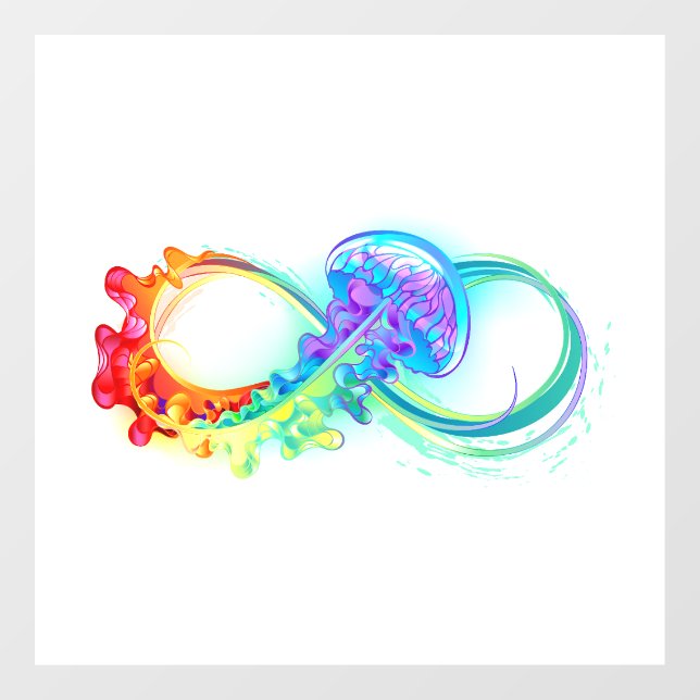 Autocollant Pour Fenêtre Infinity avec Rainbow Jellyfish (Feuille)