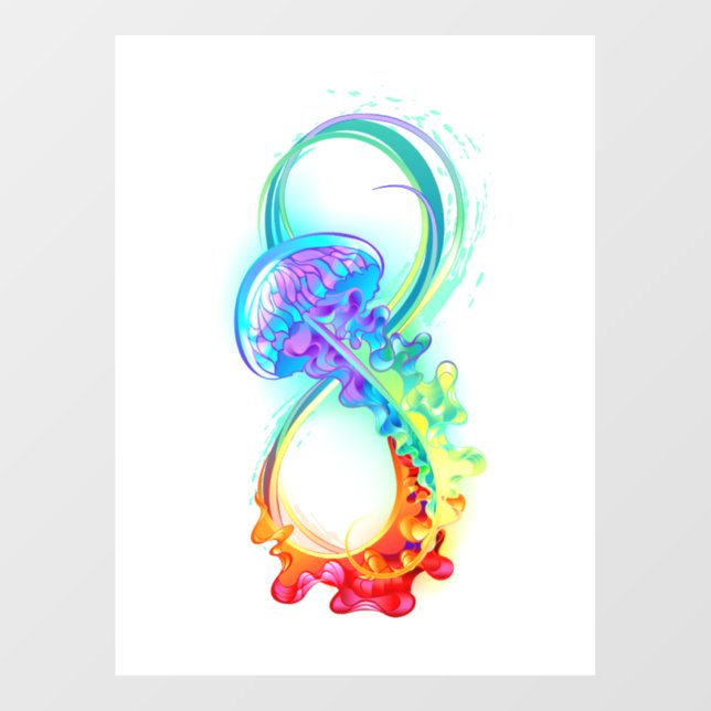 Autocollant Pour Fenêtre Infinity avec Rainbow Jellyfish (Feuille)