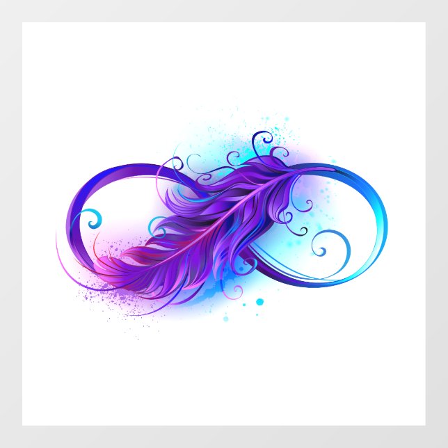 Autocollant Pour Fenêtre Infinity with purple feather (Feuille)