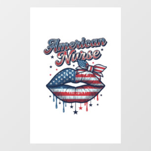 Autocollant Pour Fenêtre Infirmière Américaine Lips Patriotique Vector Desi