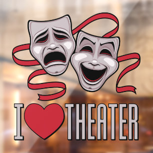 Autocollant Pour Fenêtre J'aime les masques de théâtre de comédie et de tra