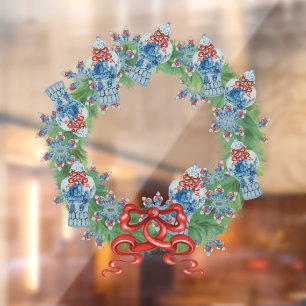 Autocollant Pour Fenêtre Jar à gingembre de couronne de Noël