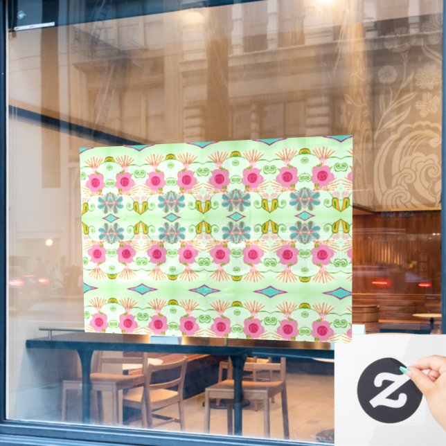 Autocollant Pour Fenêtre Jardin Éclectique Enchantant : Beauté Florale Dive (Fenêtre de café)