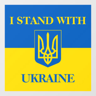 Autocollant Pour Fenêtre Je suis avec l'Ukraine. Drapeau ukrainien & Triden