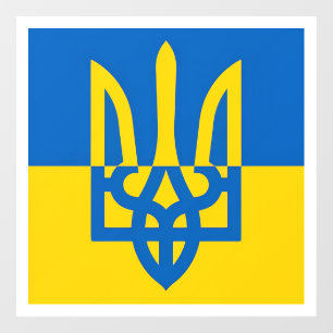 Autocollant Pour Fenêtre Je suis avec l'Ukraine. Drapeau ukrainien. Trident