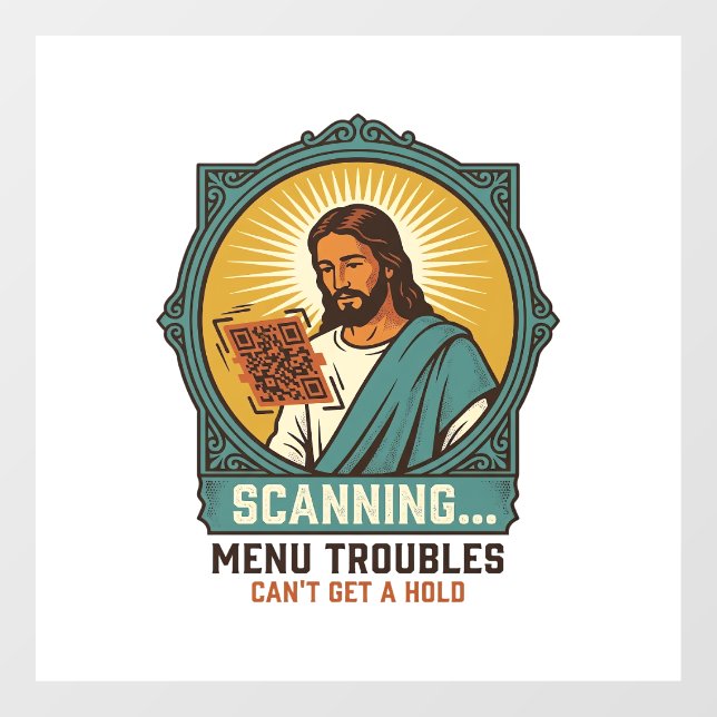Autocollant Pour Fenêtre Jésus Code QR flou ne scannera pas Menu Humour Tec (Feuille)