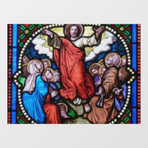 AUTOCOLLANT POUR FENÊTRE JÉSUS ÉGLISE EN VERRE CLAIR