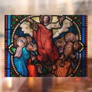 AUTOCOLLANT POUR FENÊTRE JÉSUS ÉGLISE EN VERRE CLAIR
