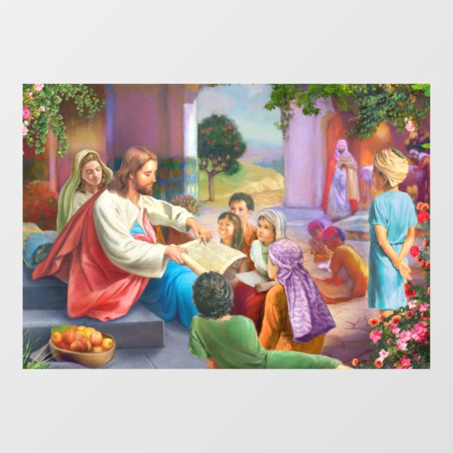 Autocollant Pour Fenêtre Jésus et enfants (Feuille)