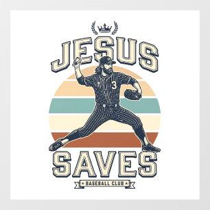 Autocollant Pour Fenêtre Jésus Sauve Baseball Vintage Chrétien Vector Desi