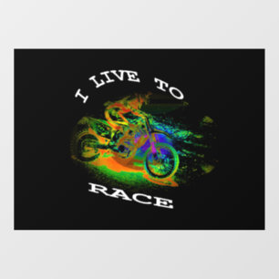 Autocollant Pour Fenêtre J'HABITE EN COURSE - Motocross Racer