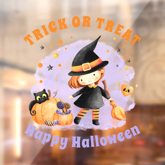Autocollant Pour Fenêtre Jolie sorcière Halloween (Feuille 2)