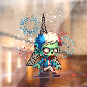 Autocollant Pour Fenêtre Jour de la Bastille de Zombie