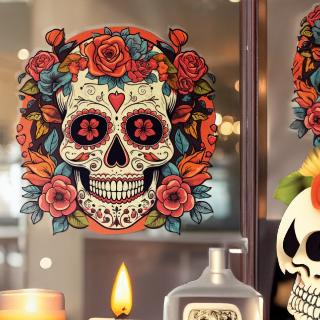 Autocollant Pour Fenêtre Jour du crâne mexicain de sucre mort (Créateur téléchargé)