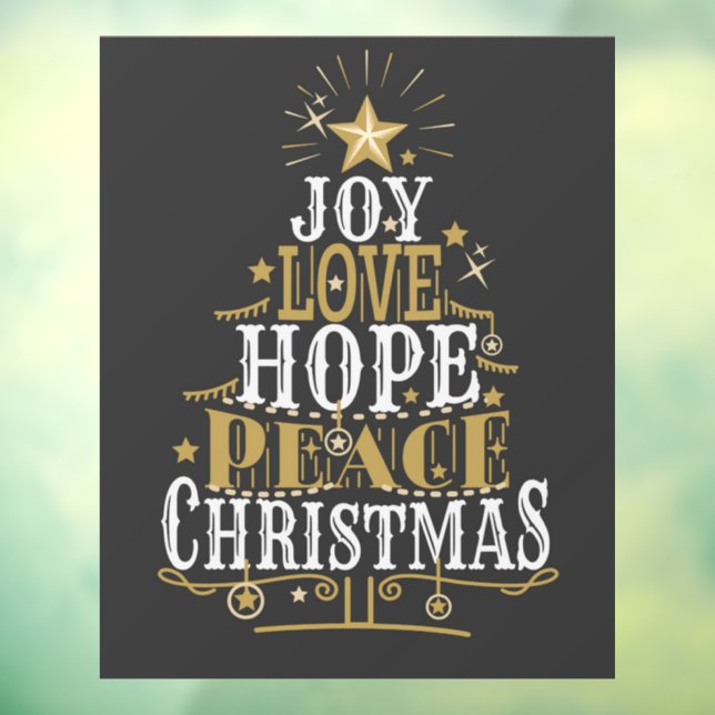 Autocollant Pour Fenêtre Joy Love Hope Peace Christmas (Feuille 3)