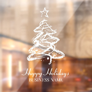 Autocollant Pour Fenêtre Joyeuses Fêtes Entreprise Moderne d'Arbres de Noël